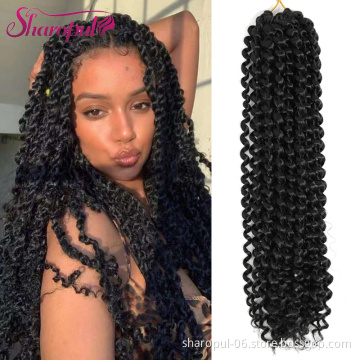 Ombre Kinky Curly Twist Braiding Hair Bulk 18" Synthetic Long Passion Spring Twist Hair Crochet Braids